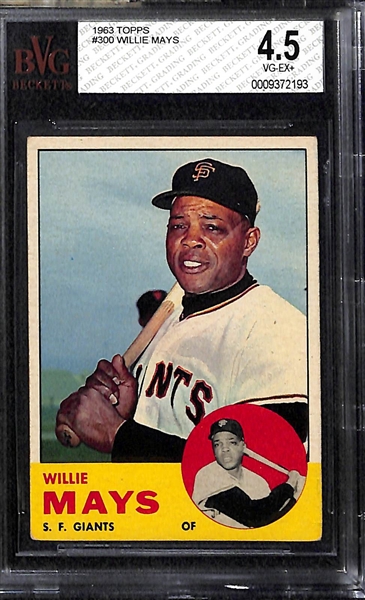 Lot of 3 - 1959 Topps #515 Harmon Killebrew BVG 3, 1963 Topps #300 Willie Mays BVG 4.5, & 1966 Topps #125 Lou Brock BVG 4.5