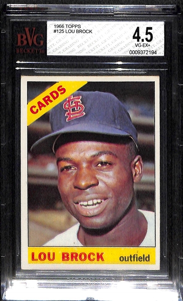 Lot of 3 - 1959 Topps #515 Harmon Killebrew BVG 3, 1963 Topps #300 Willie Mays BVG 4.5, & 1966 Topps #125 Lou Brock BVG 4.5