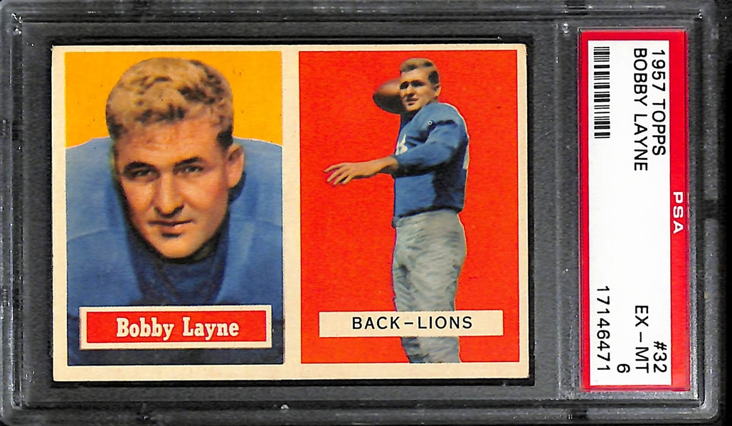 Lot of 5 Football Stars 1957-1961 Topps Cards - PSA - w. Bobby Layne