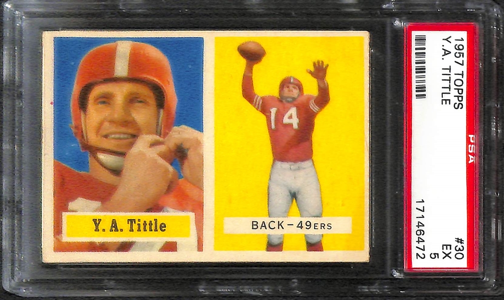Lot of 5 Football Stars 1957-1961 Topps Cards - PSA - w. Bobby Layne
