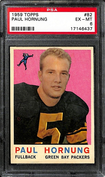 Lot of 7 1959 Topps Football Cards w. Bart Starr & Paul Hornung - PSA Graded