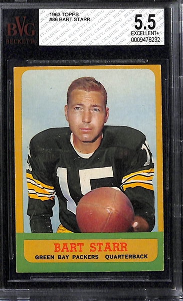 Lot of 2 - 1963 Topps #86 Bart Starr - BVG 6 & 5.5