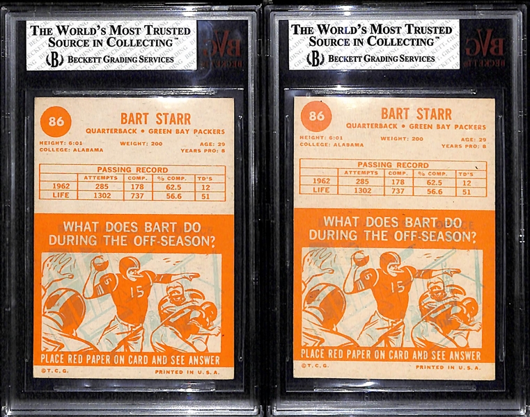 Lot of 2 - 1963 Topps #86 Bart Starr - BVG 6 & 5.5