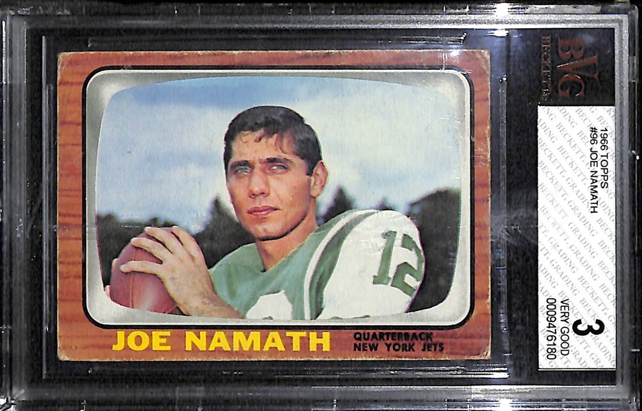 Lot of 2 Topps Joe Namath Cards - 1966 #96 Namath BVG 3 & 1967 #98 Namath BVG 4.5