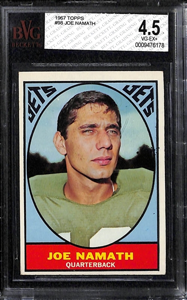 Lot of 2 Topps Joe Namath Cards - 1966 #96 Namath BVG 3 & 1967 #98 Namath BVG 4.5