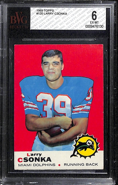 Lot of 2 1969 Topps Larry Csonka Rookie Cards - Both BVG 6