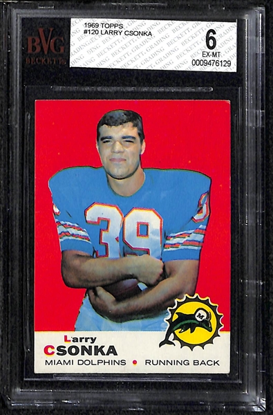 Lot of 2 1969 Topps Larry Csonka Rookie Cards - Both BVG 6