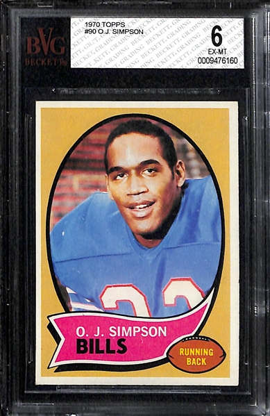 Lot of 3 1970 #90 OJ Simpson Rookie Cards - Graded BVG 6.5, 6, & 5