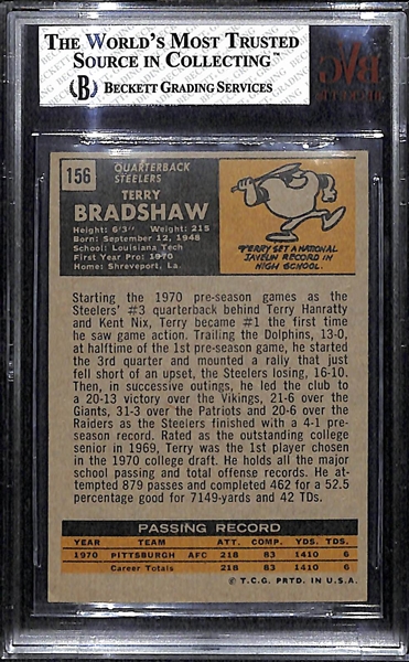 1971 Topps #156 Terry Bradshaw Rookie Card - BVG 5.5