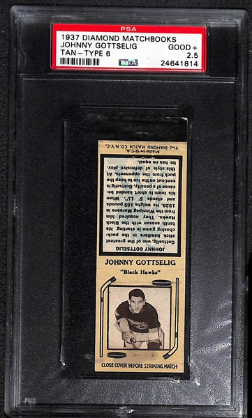 Lot of 4 1937 Diamond Hockey Matchbooks - All PSA 2.5