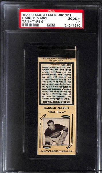 Lot of 4 1937 Diamond Hockey Matchbooks - All PSA 2.5