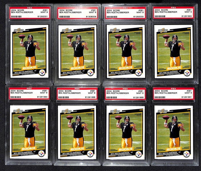 Lot of 8 2004 Score Ben Roethlisberger Rookie Cards - PSA 9