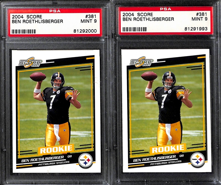 Lot of 8 2004 Score Ben Roethlisberger Rookie Cards - PSA 9