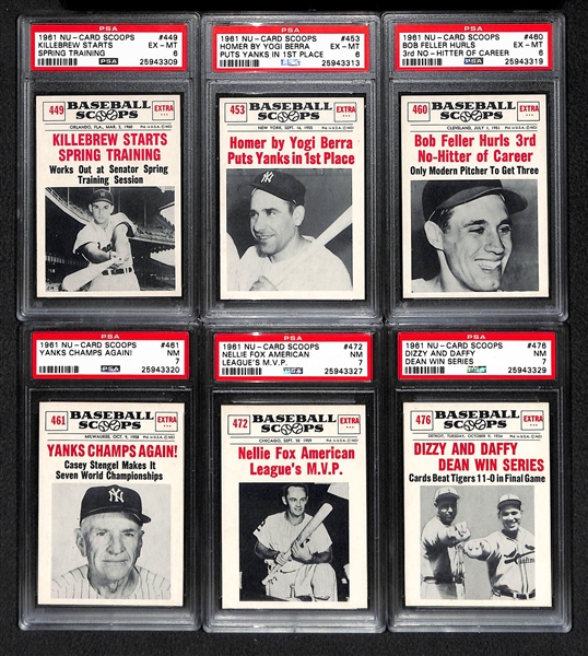 Lot of 16 1961 Nu-Card Scoops - All PSA Graded 5, 6, & 7