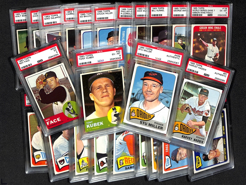 Lot of 8 - 1963 & 16 - 1965 Topps Baseball Cards - All PSA Graded Auth - 8