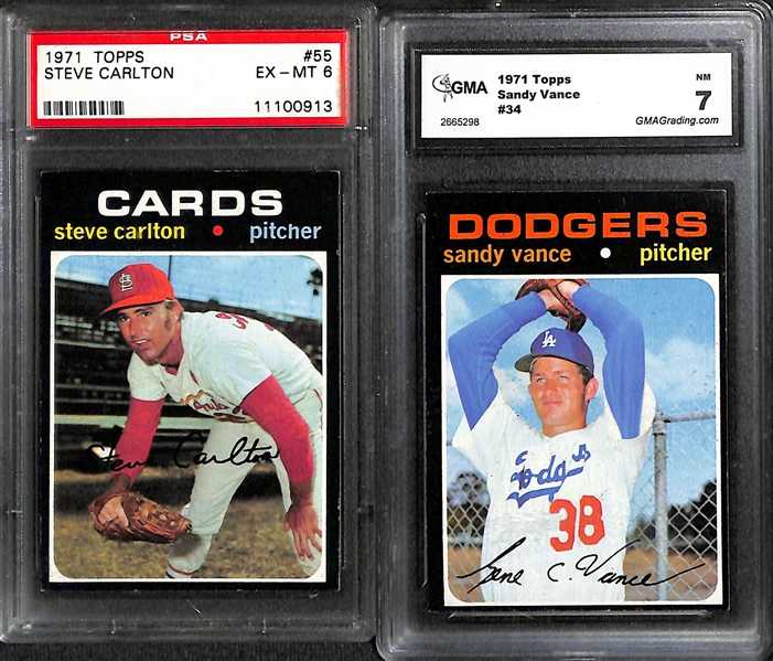 Lot of 10 Topps Baseball Star Graded Cards from 1971-1979 w. Carlton