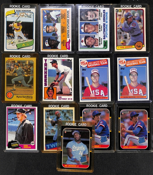 Lot of 13 Baseball Rookie Cards from the 1980s w. Henderson