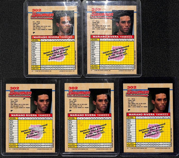  Lot of 5 1992 Bowman Mariano Rivera Rookie Cards