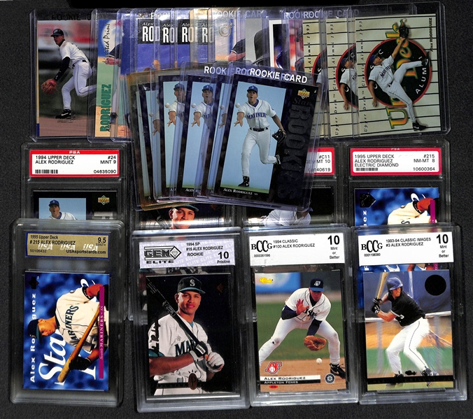 Lot of 30 Alex Rodriguez Graded & Ungraded Cards from 1993 & 1994