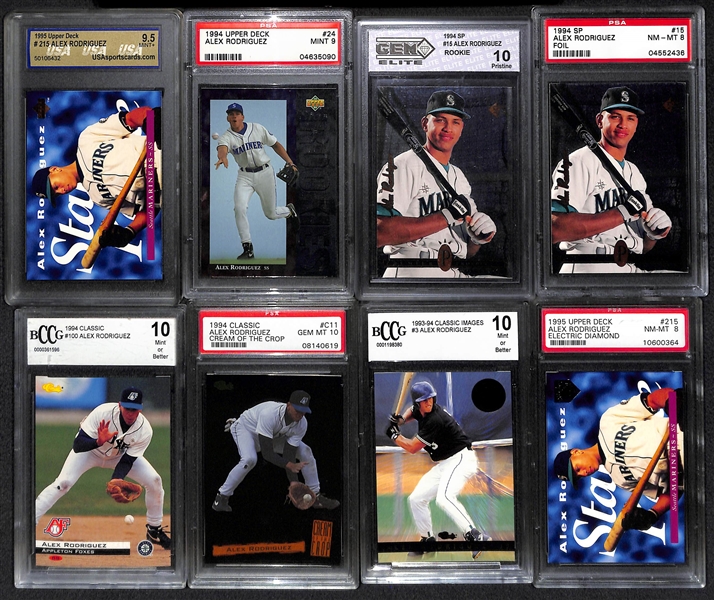 Lot of 30 Alex Rodriguez Graded & Ungraded Cards from 1993 & 1994