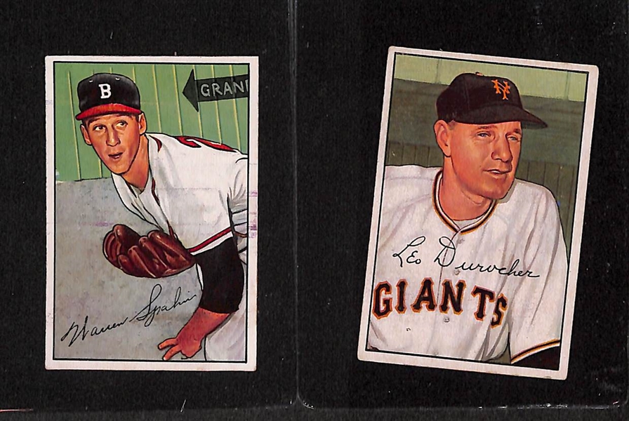 1952 Bowman Baseball Partial Set - 217 Different Cards w. Spahn