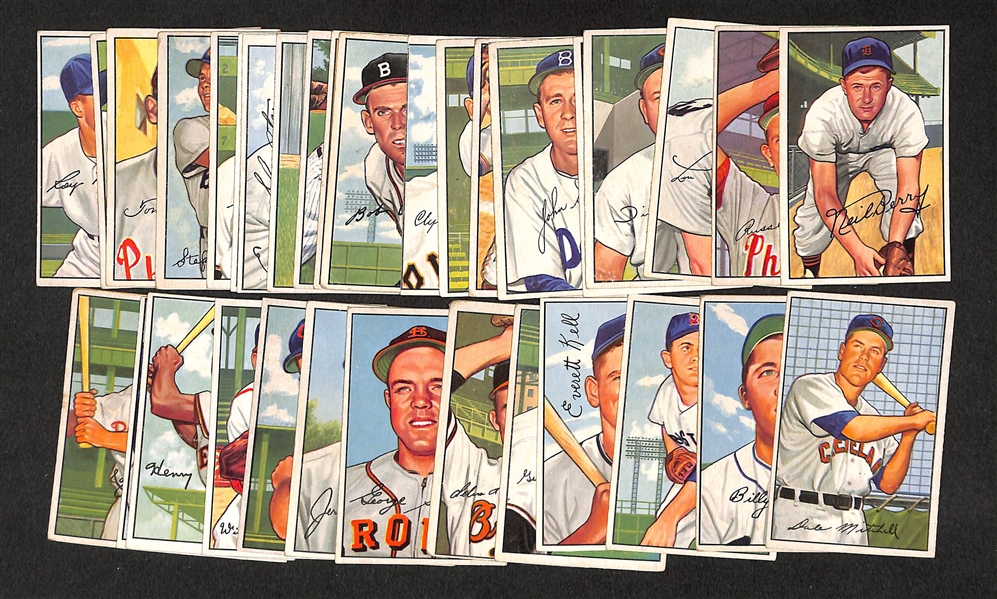 1952 Bowman Baseball Partial Set - 217 Different Cards w. Spahn