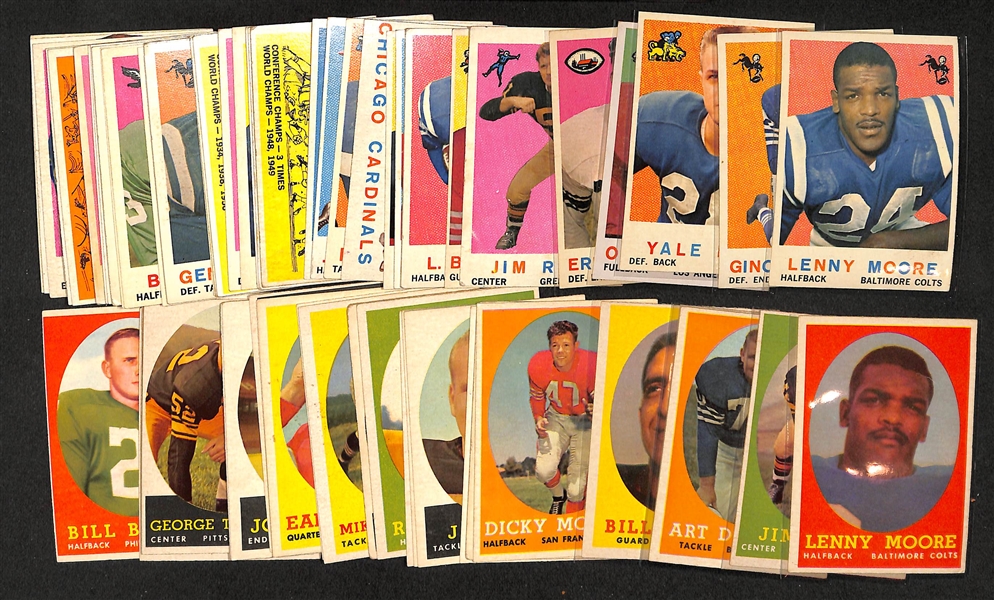 Lot of 63 1958 & 1959 Topps Football Cards w. Lenny Moore
