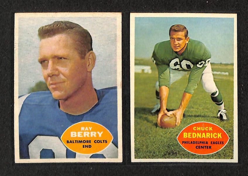 Lot of 101 Different 1960 Topps Football Cards Including Many High Grades w. Ray Berry