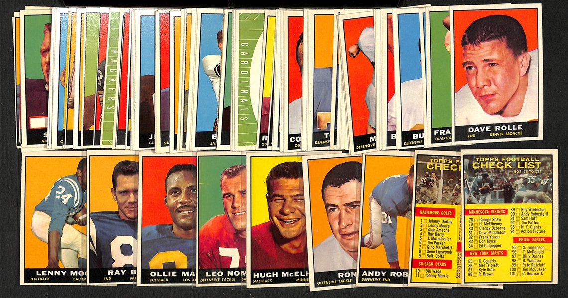Lot of 103 Different 1961 Topps Football Cards w. Stars & Checklists - Near Mint to Mint - w. Lenny Moore