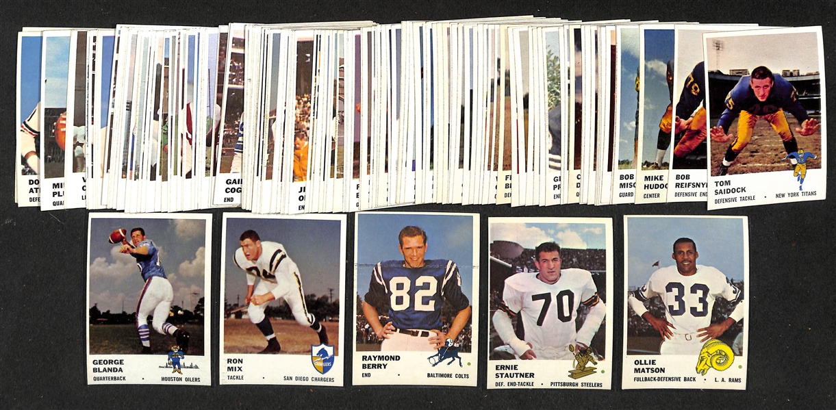 Lot of 133 Different Fleer Football Cards - Near Mint to Mint - w. George Blanda