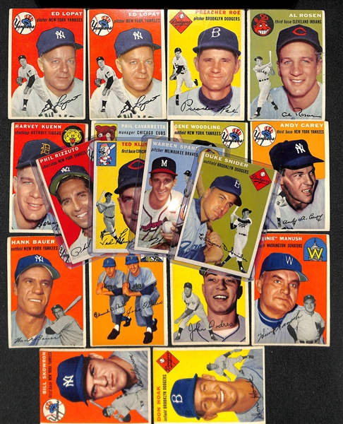 Lot of 18 1954 Topps Baseball Cards w. Phil Rizzuto