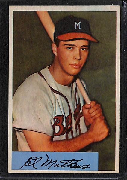 Lot of 34 1954-55 Bowman Baseball Cards w. Eddie Mathews