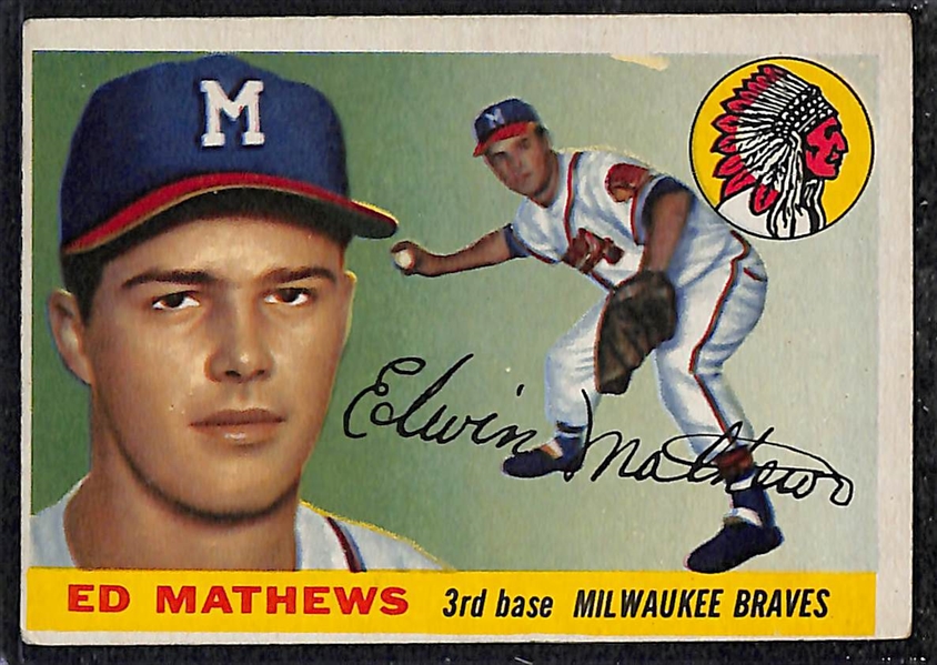 Lot of 21 1955-56 Topps Baseball Cards w. Eddie Mathews