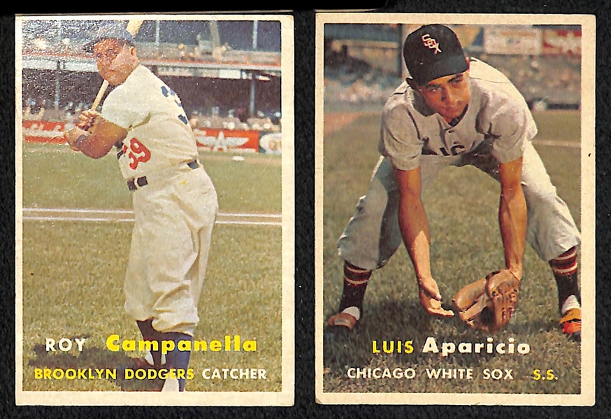 Lot of 12 1957 Topps Baseball Cards w. Roberto Clemente