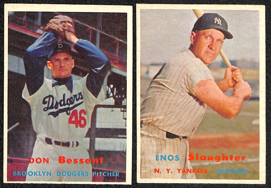 Lot of 12 1957 Topps Baseball Cards w. Roberto Clemente