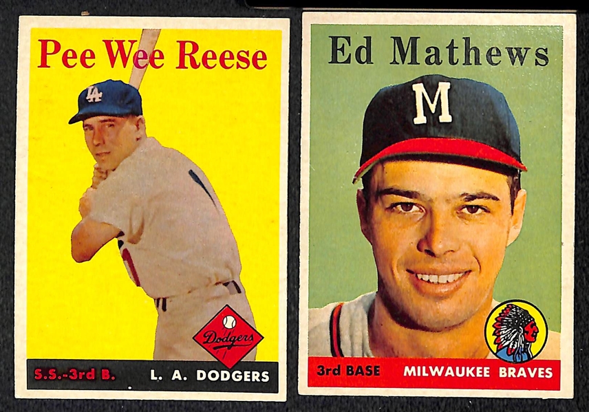 Lot of 37 1958 Topps Baseball Cards w. PeeWee Reese