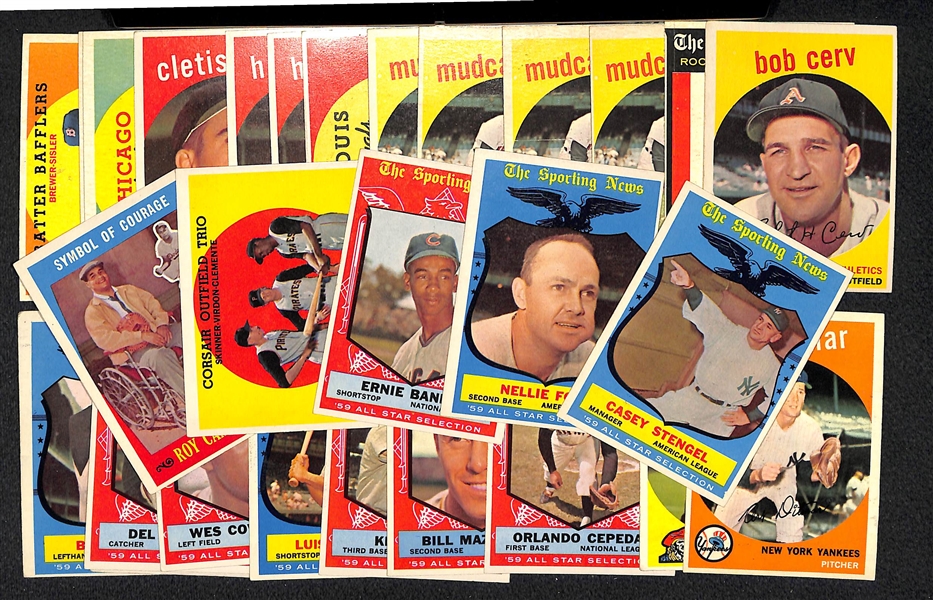 Lot of 30 1959 Topps Baseball Cards w. Roy Campanella