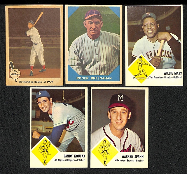 Lot of 22 1959-1963 Fleer Baseball Cards w. Willie Mays