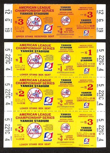 Lot Of 4 Unused 1976 ALCS Yankees Tickets