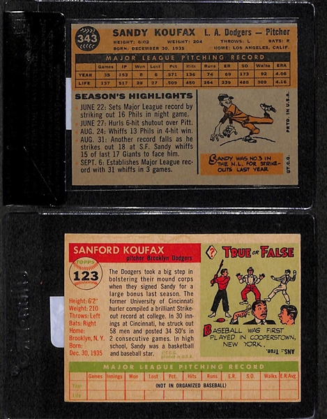 1955 Topps Sandy Koufax RC Card (Authentic) & 1960 Topps Koufax - BVG