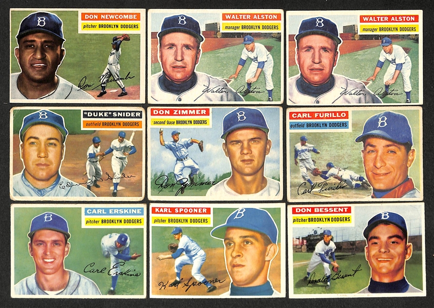 Lot Of 42 Dodgers Cards 1953-56 w. Jackie Robinson 