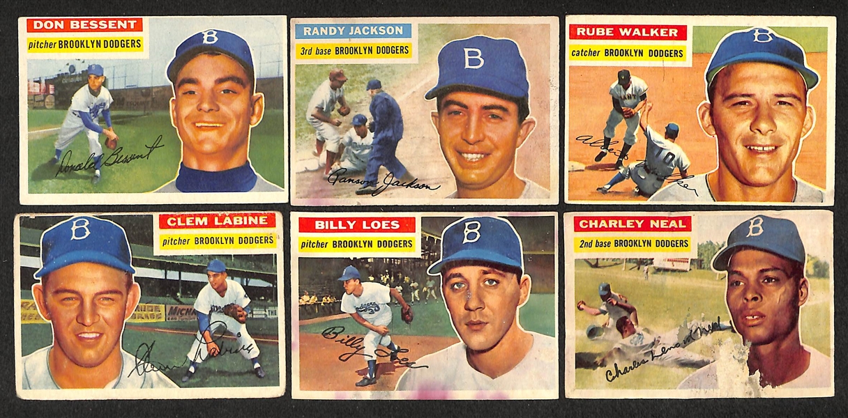 Lot Of 42 Dodgers Cards 1953-56 w. Jackie Robinson 