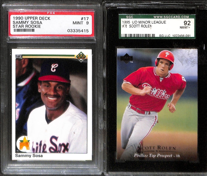 Lot of 20 Graded Baseball Cards Inc. Rookies of Griffey Jr., Maddux, McGwire (1987), Ichiro, Sosa, Rolen, +