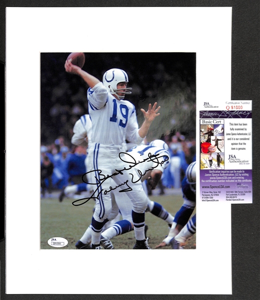 Johnny Unitas Matted Autographed Laminated 8 x 10 Image - JSA