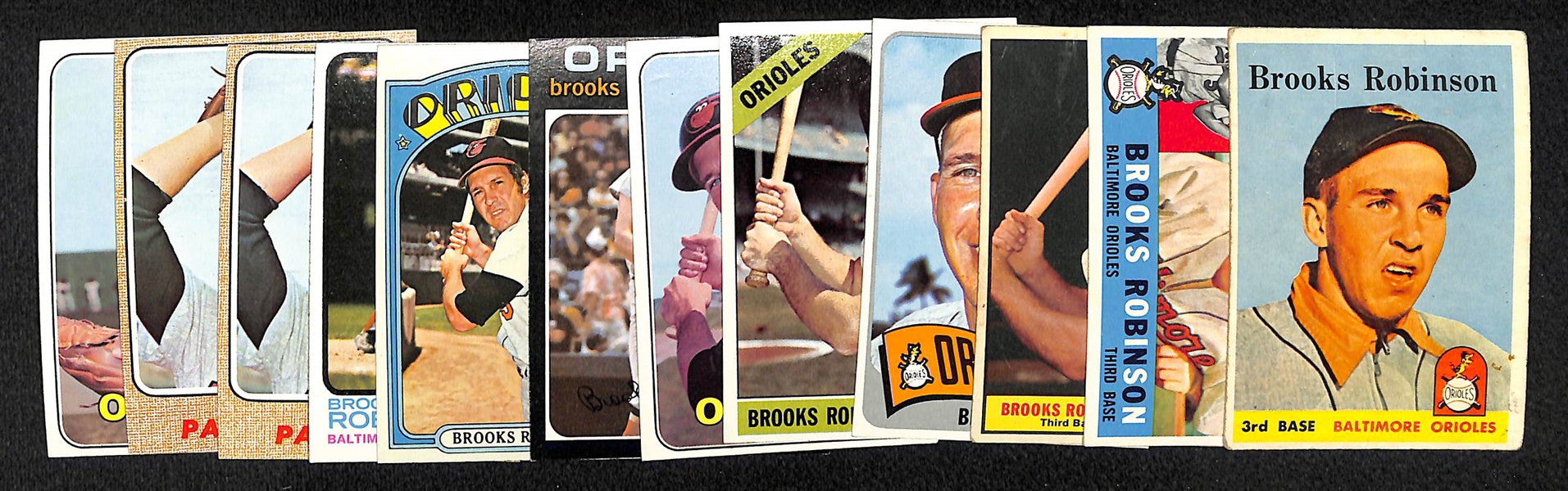 Brooks Robinson & Jim Palmer Orioles Baseball Card Lot (12 Cards - 9 Robinson and 3 Palmer)