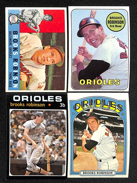 Brooks Robinson & Jim Palmer Orioles Baseball Card Lot (12 Cards - 9 Robinson and 3 Palmer)