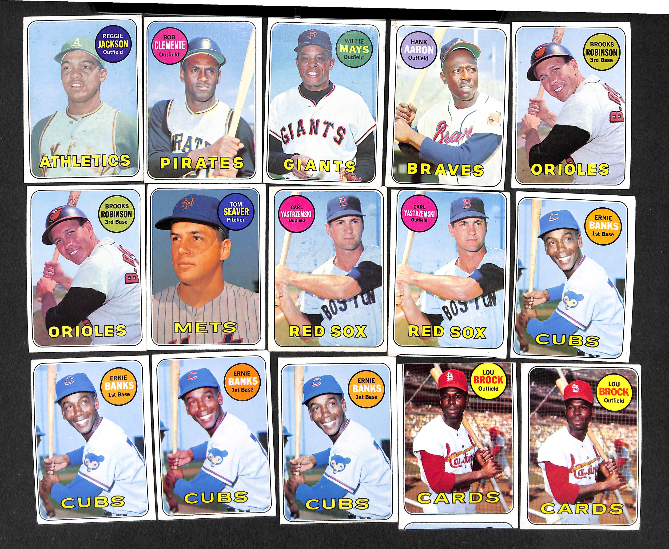 Lot Detail Lot of 15 1969 Topps Baseball Cards w. Reggie Jackson