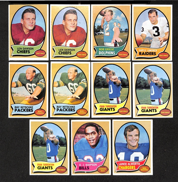 Lot of 51 1970 Topps Assorted Football Cards w. Len Dawson (x2)