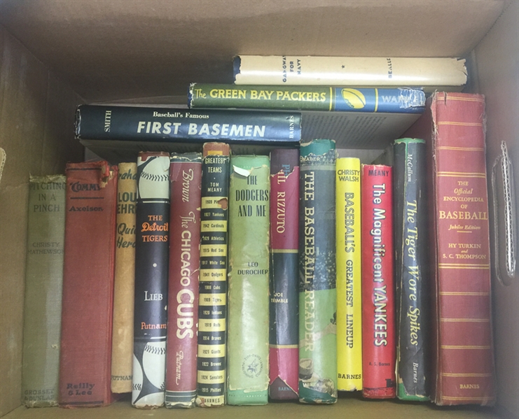 16 Vintage Sports Hardback Books (Mostly Baseball) from 1912 - 1956