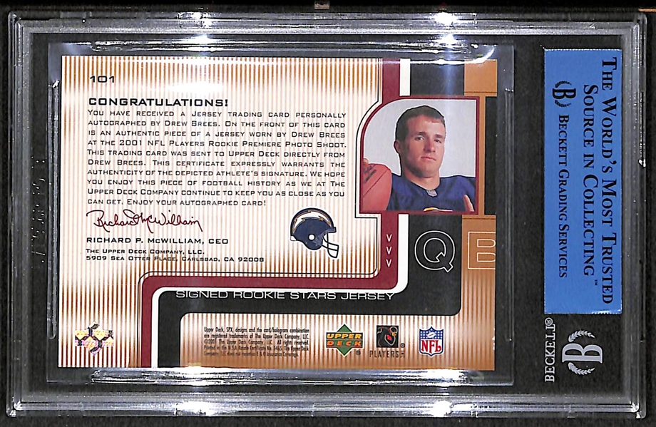 2001 SPX Drew Brees Autograph Rookie Jersey Card BGS Authentic